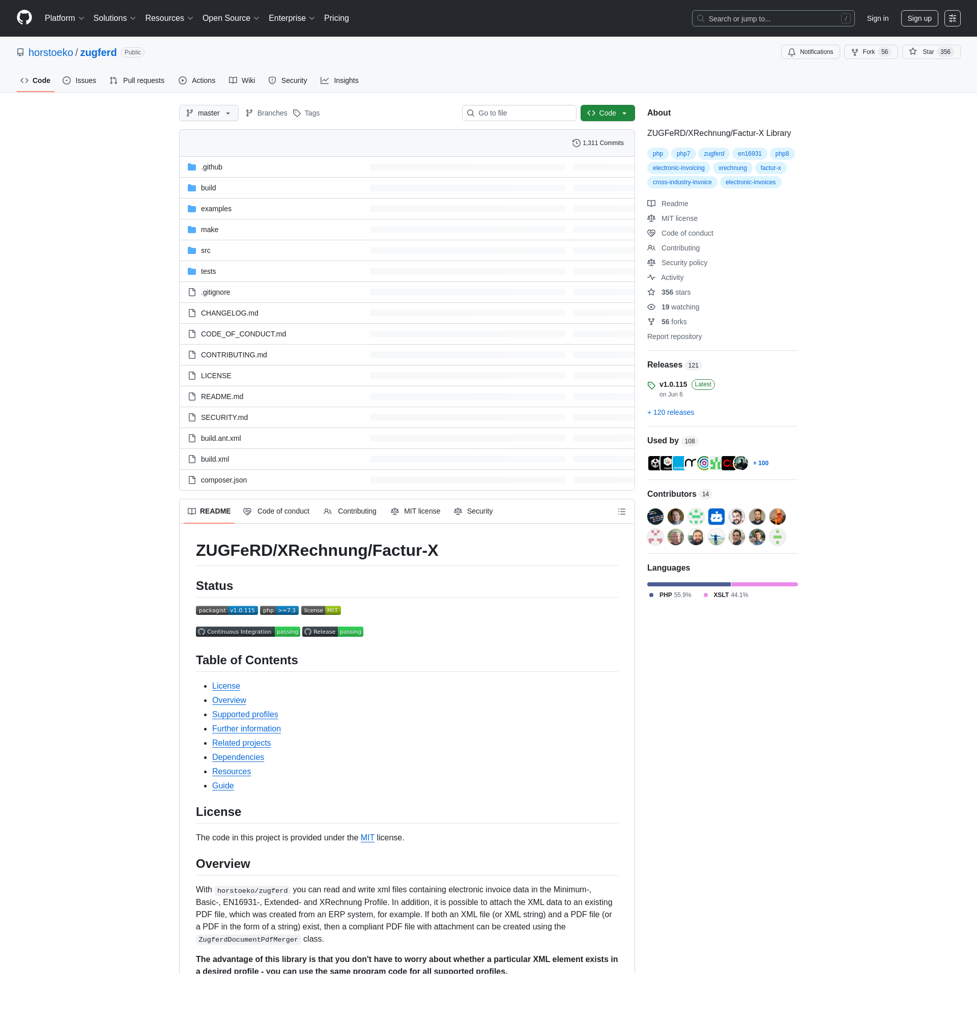 PHP bibliothèque horstoeko-zugferd